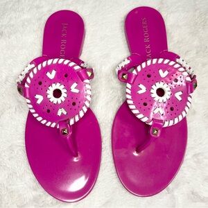 Jack Rogers Fuchsia Hot Pink Jelly Sandals Size 9 Georgica Flip Flops Comfy Flat